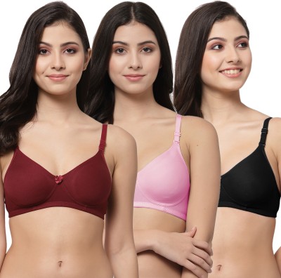 COLLEGE GIRL Detachable Strap Women T-Shirt Lightly Padded Bra(Maroon, Pink, Black)