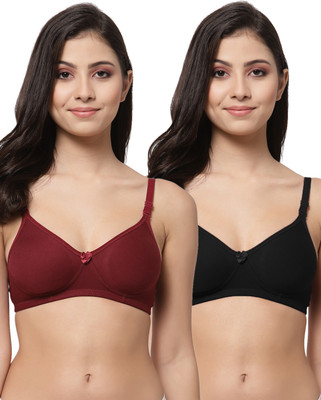 Docare Detachable Strap Women T-Shirt Lightly Padded Bra(Maroon, Black)