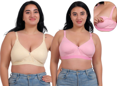Fabme Plus Size Women Maternity/Nursing Non Padded Bra(Multicolor)