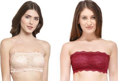 Bilvam Shoppie 521 Women Bandeau/Tube Lightly Padded Bra(Beige, Maroon)