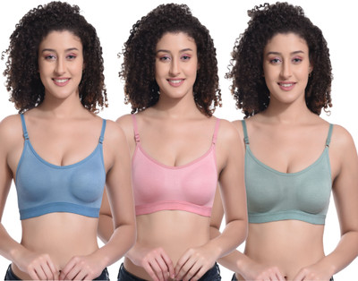 CURVZEX Women Sports Non Padded Bra(Dark Blue, Dark Green, Pink)