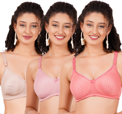 FigureFit MistyMouldMino Women T-Shirt Non Padded Bra(Purple, Pink, Brown)