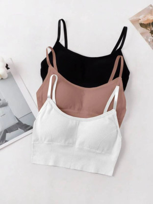 MAHEK CREATIVE Women T-Shirt Lightly Padded Bra(Black, Brown, White)