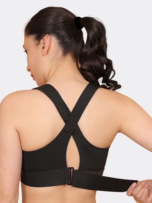 Wonder Queen Adjustable Strap Gym Bra Yoga Running Workout Bra Full Coverage Padded Fitness Women Sports Lightly Padded Bra(Black)