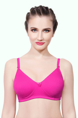 INTIHUG Women's Wireless Seamless Bra Ultra-Soft Push Up Full Coverage Bra Women Everyday Non Padded Bra(Pink)