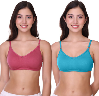 POOJA RAGENEE MQ3027 Women Everyday Non Padded Bra(Pink, Dark Blue)