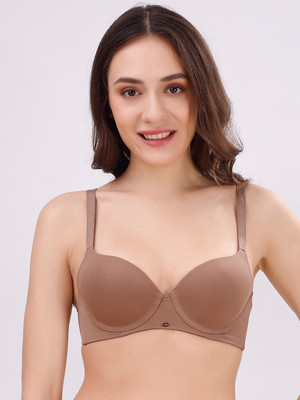 SOIE Medium Coverage Padded Wired T-shirt Bra Women Everyday Lightly Padded Bra(Brown)