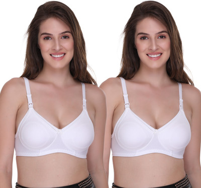 SONA by Sona Breast Feeding Maternity for Milk Feeding Elastic Straps for Nursing Women Maternity/Nursing Non Padded Bra(White, White)
