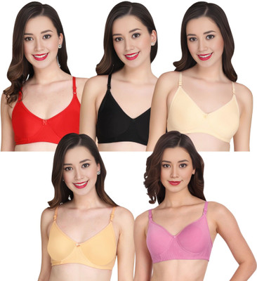 Liigne Women Everyday Padded Bra (Pack Of 5) for T-Shirt Saree Dress Sports Garment Women Full Coverage Lightly Padded Bra(Red)