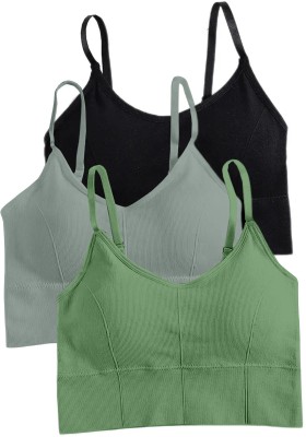 NAGARVEL CREATION 646-blk-grey-green-03-28 Women Sports Lightly Padded Bra(Multicolor)