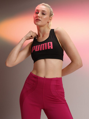 PUMA Mid Impact Graphic Women Sports Lightly Padded Bra(Black)