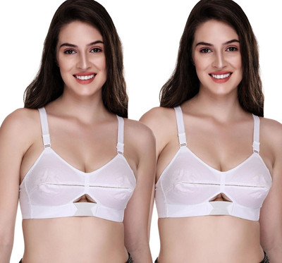 SONA by Sona Women Moving Elastic Strap White Full Cup Pointed Plus Size Cotton Bra Women Full Coverage Non Padded Bra(White, White)