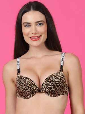 PrettyCat PrettyCat Shine Strap Front Open Underwire Pushup Bra Women Push-up Lightly Padded Bra(Brown)