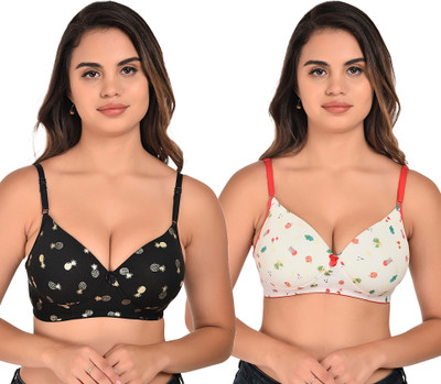 Ladyland Women's Seamless Padded Bra Comfortable Everyday Wear with Full Support Women Push-up Lightly Padded Bra(Multicolor)