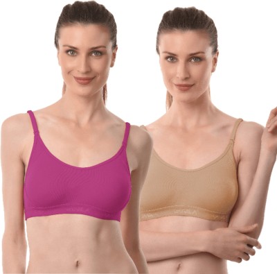 Vanila Women Sports Non Padded Bra(Beige, Pink)