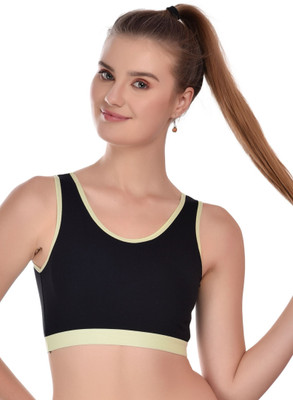 Jomferry SPORTBRA-001 Women Sports Non Padded Bra(Black, Green)