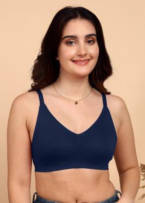 Dressberry Dressberry Cotton Spandex Non-Padded Bonded Seamless Bra Women Everyday Non Padded Bra(Blue)