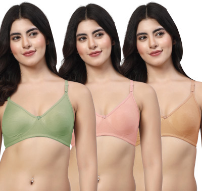 LILY ayir Women T-Shirt Non Padded Bra(Green, Pink, Gold)