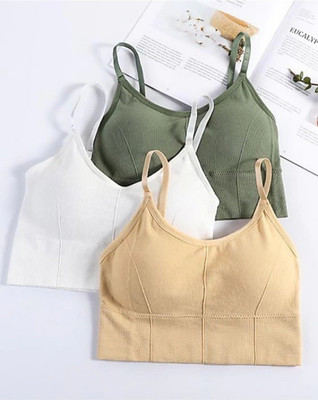 BRANKLY URJA Women Cami Bra Lightly Padded Bra Women Cami Bra Lightly Padded Bra(White, Green, Beige)