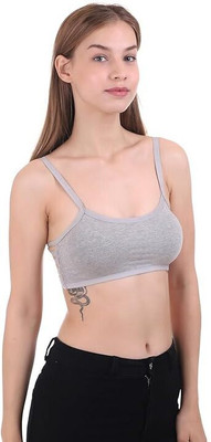 Xyra Flexi Fit Women's Lightly Padded Pure Cotton 6 Strap Sports Short Bralette Bra Women Sports Lightly Padded Bra(Grey)