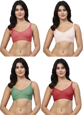 LILY akihdar Women Minimizer Non Padded Bra(White, Maroon, Green, Maroon)
