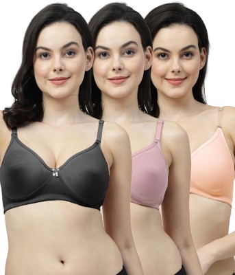 Shyam Sons FLAIR Femina Double Layered Women Everyday Non Padded Bra(Black, Maroon, Orange)