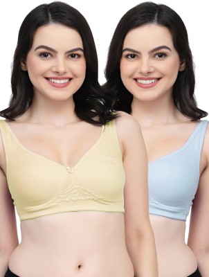 COLLEGE GIRL CG1214 Double Layered Women T-Shirt Non Padded Bra(Beige, Light Blue)