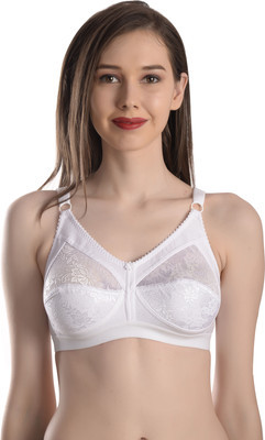 Meile Women Cotton Lightly Non padded Wire Free Seamless Bra Women Full Coverage Non Padded Bra(White)