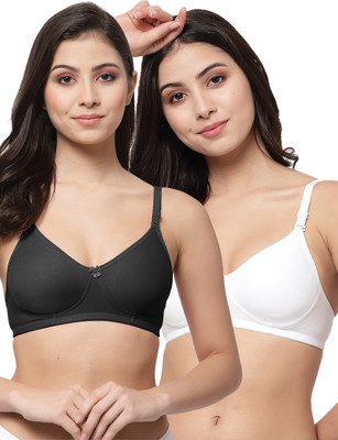 COLLEGE GIRL CG1301 Women T-Shirt Non Padded Bra(Black, White)