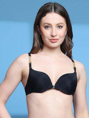 PrivateLifes PrivateLifes Pushup Padded Front Open Hot Bra Women Push-up Lightly Padded Bra(Black)