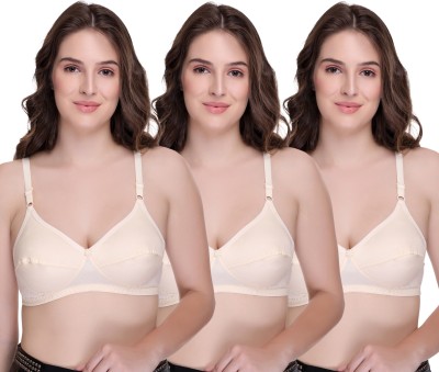 SONA Women's C-108 Non Padded Wirefree Full Coverage Everyday Cotton Bra Women Everyday Non Padded Bra(Beige, Beige, Beige)