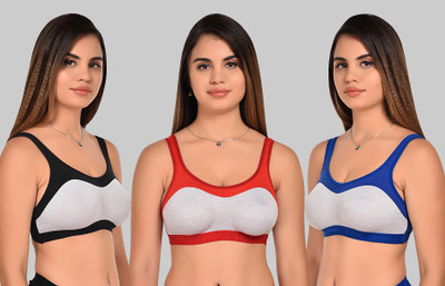 Yana Women Sports Non Padded Bra(Black, Red, Blue)
