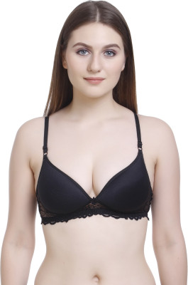 Regvo Women T-Shirt Lightly Padded Bra(Black)