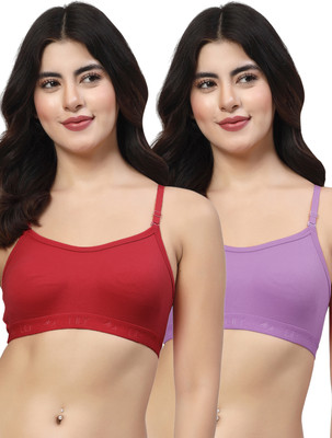 LILY 3321 Women Sports Non Padded Bra(Maroon, Purple)