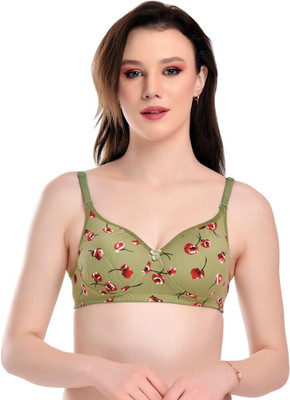 WinterSun Women T-Shirt Lightly Padded Bra(Green)