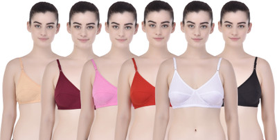 Zivosis Women Full Coverage Non Padded Bra(Red, White, Pink, Maroon, Gold, Black)