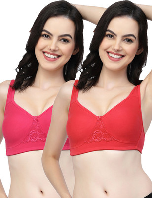 COLLEGE GIRL CG1214Mino Women Minimizer Non Padded Bra(Red, Pink)