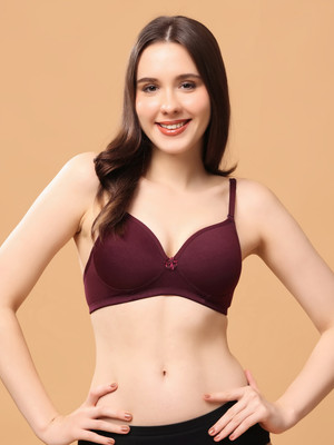 Floret Convertible Straps T-Shirt Bra Lightly Padded & Medium Coverage Women T-Shirt Lightly Padded Bra(Purple)