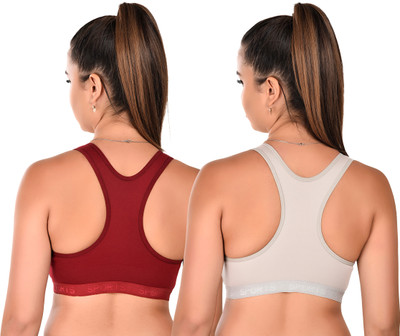 FAZTER SPBRA-107 Women Sports Non Padded Bra(Grey, Red)