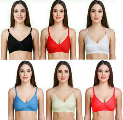 j.MOMANI Bra Combo Pack/Bra Combo set 6 Cotton Women Everyday Non Padded Bra(Multicolor)