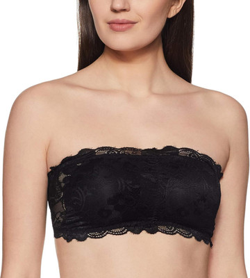 Diamond Women World Women Lace, Padded Tube Bra - Free Size - 3 Hook Back Women Bandeau/Tube Lightly Padded Bra(Black)