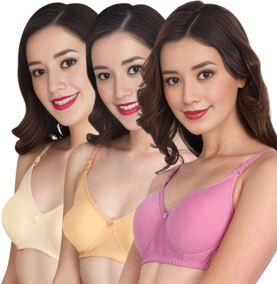 Liigne Women Everyday Padded Bra (Pack Of 3) for T-Shirt Saree Dress Sports Garment Women Full Coverage Lightly Padded Bra(Beige)