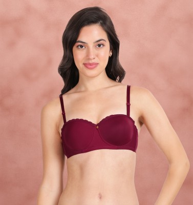 Susie Susie Top Lace Wired Balconette Bra Women Balconette Lightly Padded Bra(Red)
