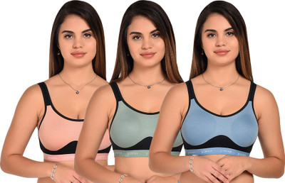 Lady One Women Sports Non Padded Bra(Light Blue, Light Green, Pink)