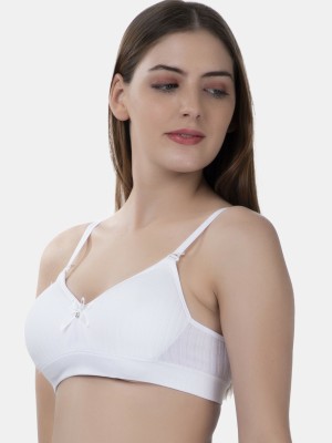 TOMKOT Padded Seamless soft fabric Women Balconette Lightly Padded Bra(White)