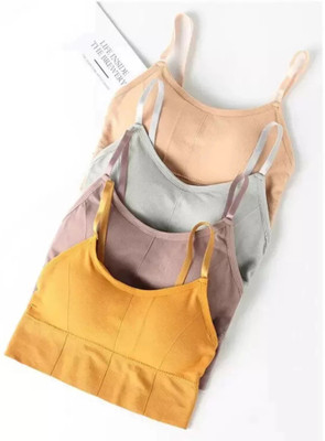 MAHEK CREATIVE Women T-Shirt Lightly Padded Bra(Grey, Purple, Yellow, Beige)