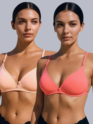 Eden EDEN302SKINTOMATO Women T-Shirt Non Padded Bra(Beige, Pink)