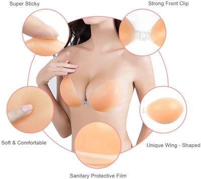 ASTOUND Stick on Silicon Peel and Stick Bra Women Stick-on Lightly Padded Bra(Beige)