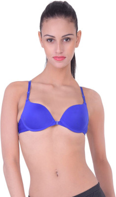 Quttos Quttos Pushup Padded Front Open Bra For Women Women Push-up Lightly Padded Bra(Blue)