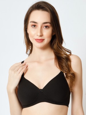 Effectinn Women T-Shirt Lightly Padded Bra(Black)